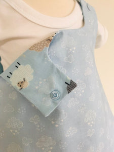 The Wishfairy Reversible Pixie Pinafore Baby Dress (Cute Fluffy Sheep and Clouds)