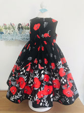 The Wishfairy Eve Dress 'Large Red Poppies Border On Black'