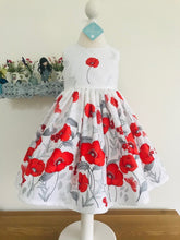 Wishfairy Eve Dress 'Large Red Poppies Border On White'