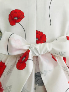 Wishfairy Eve Dress 'Large Red Poppies Border On White'