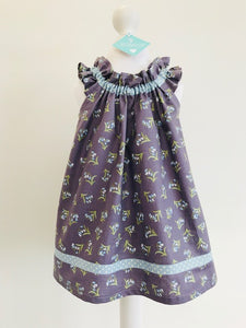 The Wishfairy Shirley Dress (Bluebells on Dusky Plum)