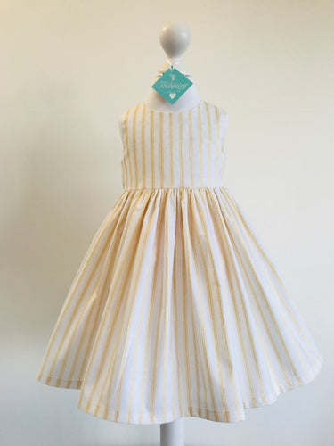 The Wishfairy Eve Dress 'Lemon Ticking Stripe'