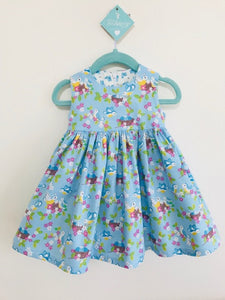 The Wishfairy Bunty Baby Dress (Bluebirds on Blue)