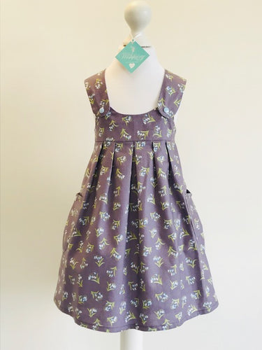 Wishfairy Polly Dress (Bluebells on Dusky Plum)