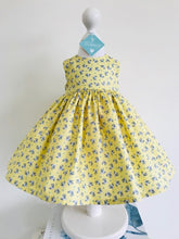 The Wishfairy Bunty Baby Dress (Flying Bluebirds on Lemon)