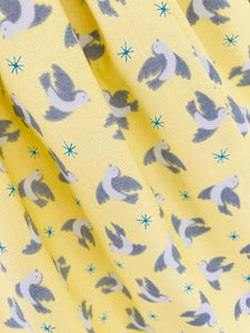 The Wishfairy Bunty Baby Dress (Flying Bluebirds on Lemon)
