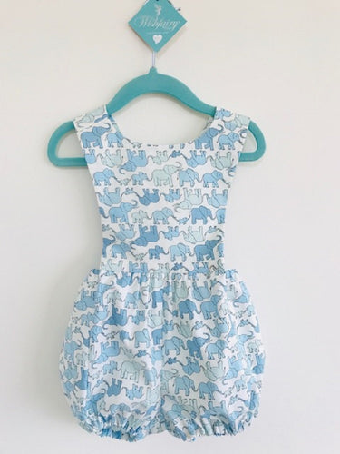 The Wishfairy Baby Riley Romper Suit (Marching Elephant Family)