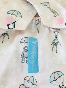 The Wishfairy Baby Riley Romper Suit (Welcome To The World Parachuting Babies On Pink)