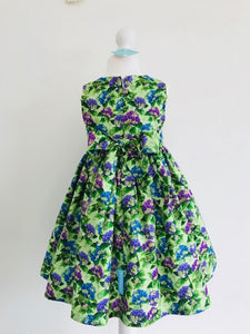 The Wishfairy Eve Dress 'Hydrangea Blooms on Green Fabric'