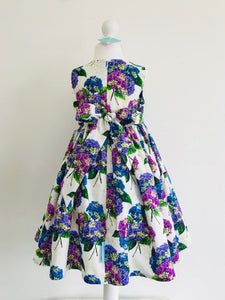 The Wishfairy Eve Dress 'Hydrangea Blooms on Cream Fabric'
