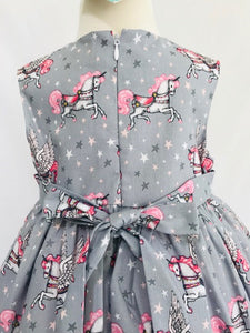 The Wishfairy Bunty Baby Dress (Unicorn on Grey)
