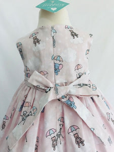 The Wishfairy Bunty Baby Dress (Parachuting Baby Animals on Pink)