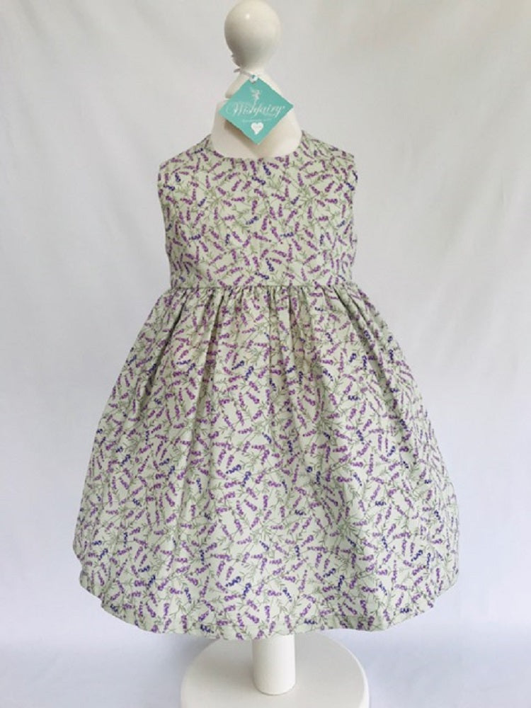 The Wishfairy Bunty Baby Dress (Lavender on Sage)