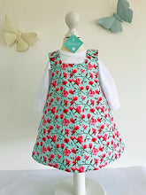 The Wishfairy Reversible Pixie Pinafore Baby Dress (Magnolia Flowers on Mint)