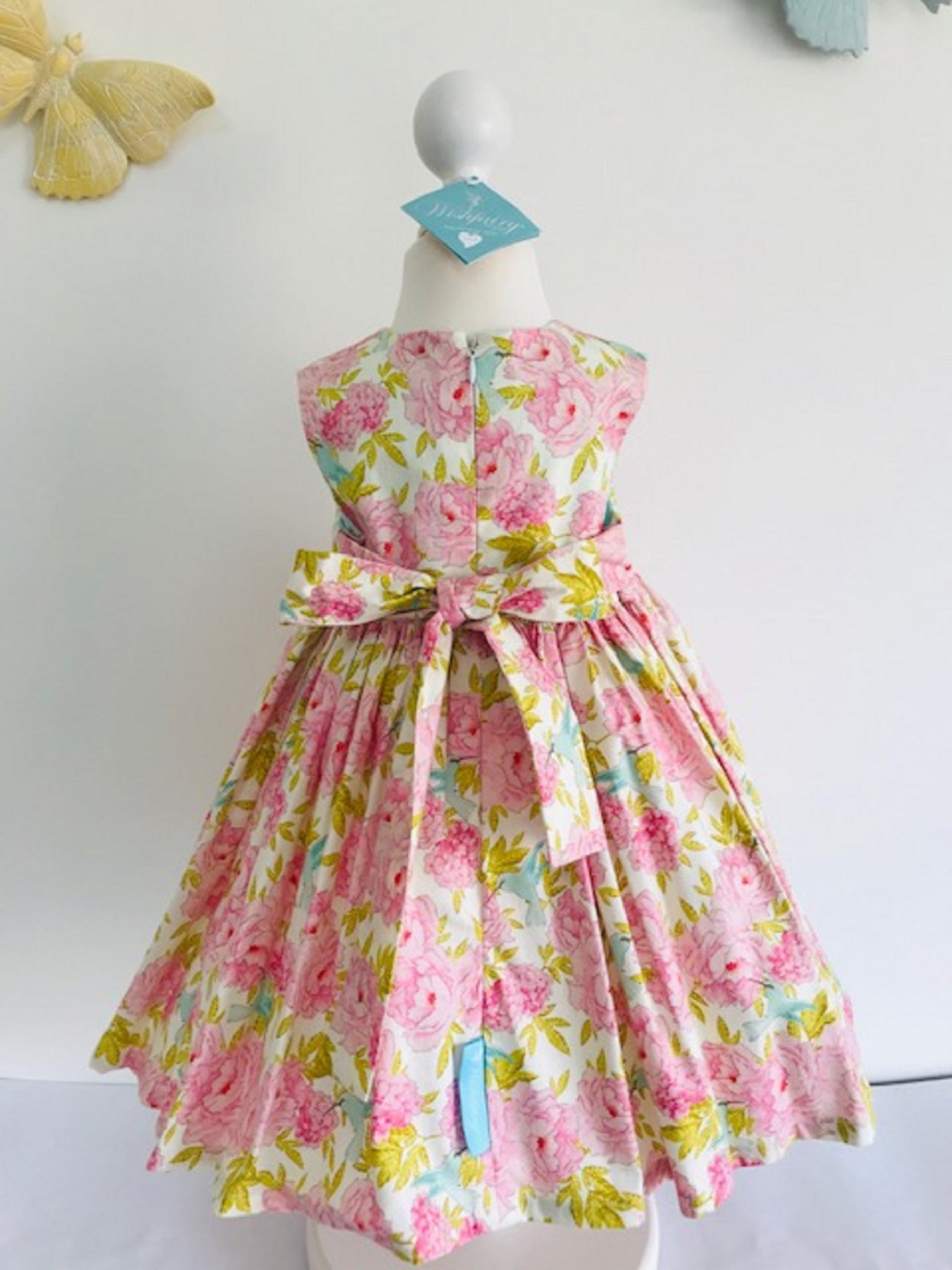 The Wishfairy Bunty Baby Dress (Humming Birds on Pink Blooms ) Last On