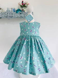 The Wishfairy Bunty Baby Dress (Butterflies on Teal Glow in the Dark)