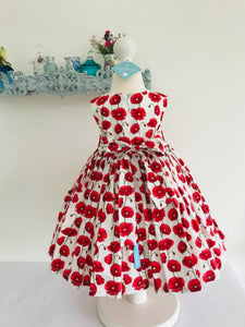 The Wishfairy Bunty Baby Dress (Large Red Poppies on White) Last One Available!